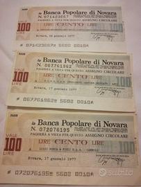 Miniassegni Banca Popolare di Novara del 1977