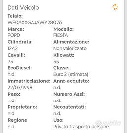 Ford Fiesta 1.2 benzina anno 1998 3 porte Ghia