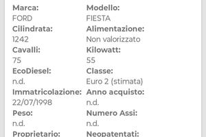 Ford Fiesta 1.2 benzina anno 1998 3 porte Ghia