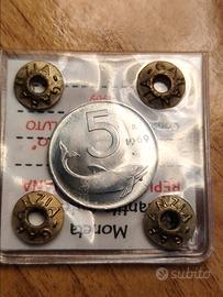 5 lire 1969 1 Capovolto Fdc moneta