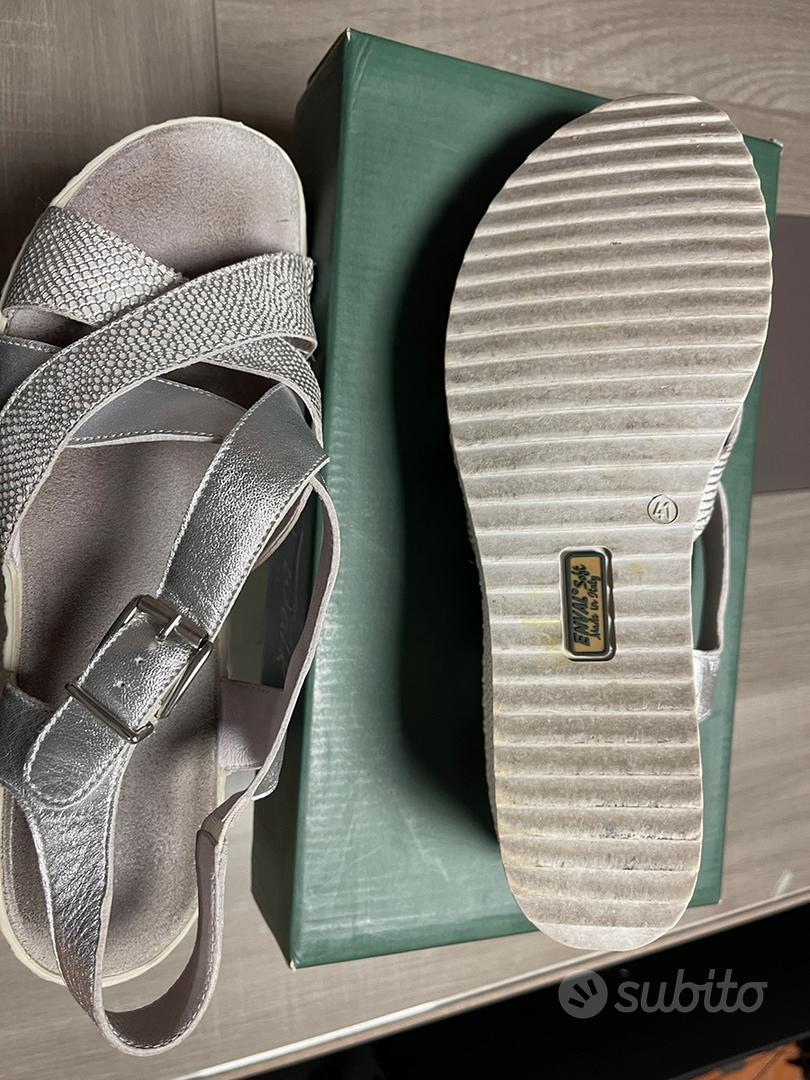 Pediconfort Sandali Donna In Pelle – Grigio Metallizzato, Tacco Piatto 2,5 Cm, Chiusura A Strappo, Taglia 39
