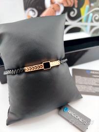 Bracciale Aragonesi Acciaio Galvan Rosé onice nera