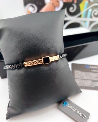 Bracciale Aragonesi Acciaio Galvan Rosé onice nera
