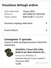2 BATTERIE RICARICABILI  20V 5.0 AH
