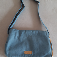 Tracolla tela Jeans, con molti scomparti, nuova