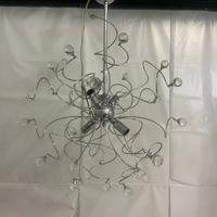 Lampadario in acciaio e sfere di cristallo 4 luci