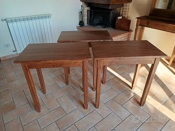 3 Tavolini in legno stile rustico - sgombero