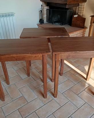 3 Tavolini in legno stile rustico - sgombero