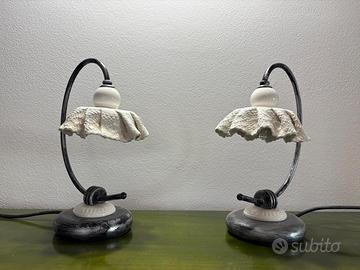 Coppia Abat Jour ceramica e ferro battuto 