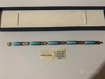 BRACCIALE ACCIAIO TURCHESE E ORO