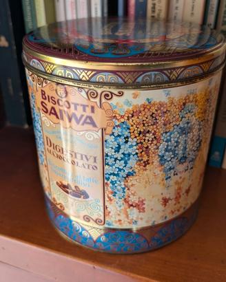 Scatola di latta Saiwa vintage da collezione.