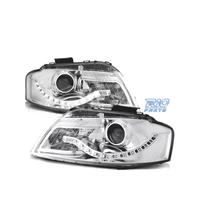 FARI AUDI A3 8P LUCE LED DIURNA FONDO CROMATO