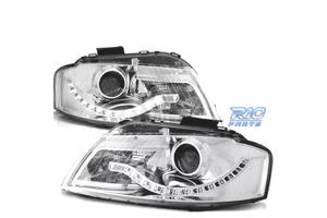 FARI AUDI A3 8P LUCE LED DIURNA FONDO CROMATO