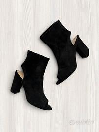 Scarpe Nere Tacco Grosso Open Toe