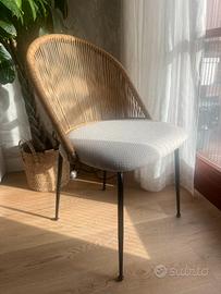 Sedie in tessuto tortora e gambe nere