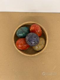 Set 5 Uova Decorstuce in Alabastro e Pietra dura