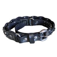 Cintura in pelle nera con borchie