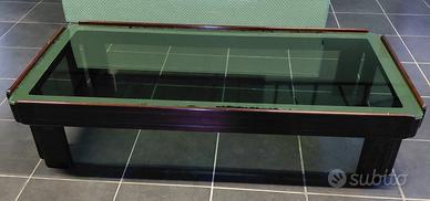 Tavolino caffè vintage in legno e vetro 