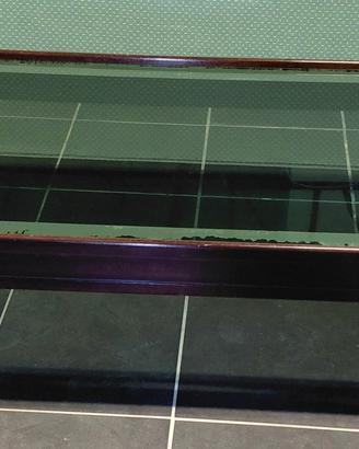 Tavolino caffè vintage in legno e vetro 