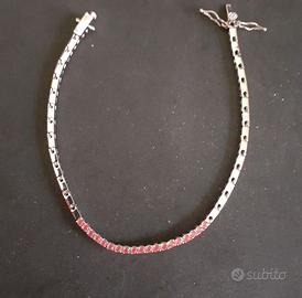 Bracciale tennis argento 925,radici di rubino