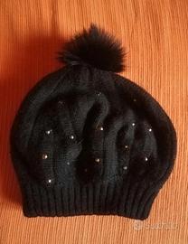 Cappello berretto nero con brillantini