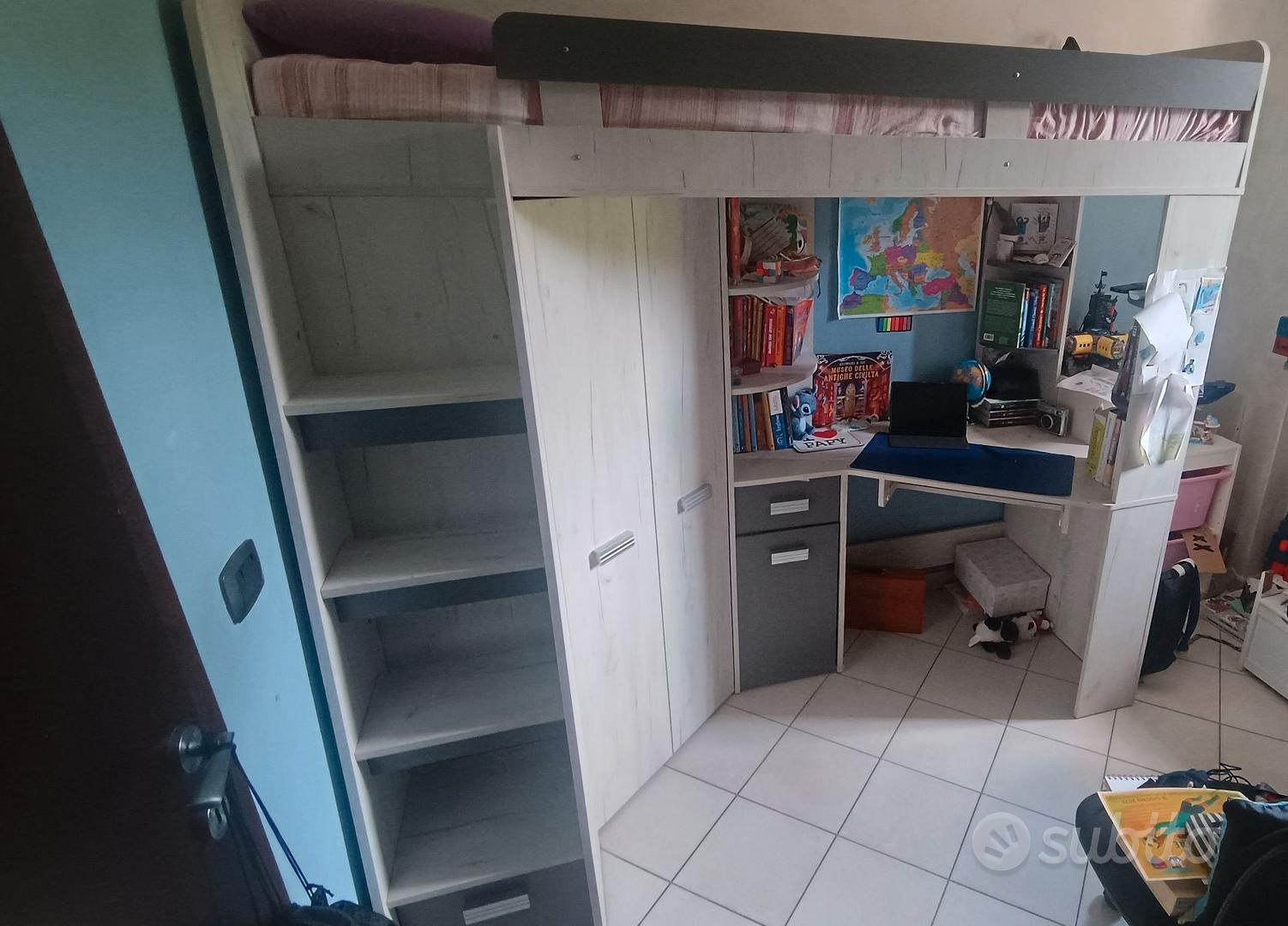 Letto Singolo Con Cabina Armadio Sotto Letto Singolo A Soppalco