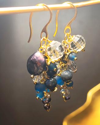 orecchini petla keshi blu,cristallo,diaspro,acciai