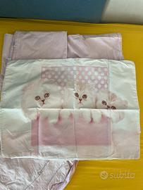 Lenzuola per lettino bambina con gatti