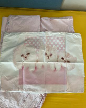 Lenzuola per lettino bambina con gatti