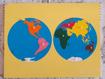 Puzzle continenti Montessori