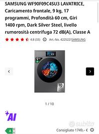 Lavatrice Samsung Bespoke AI Laundry 9Kg