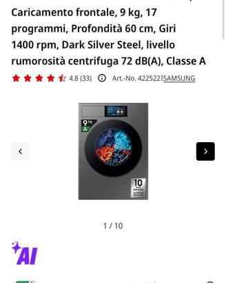 Lavatrice Samsung Bespoke AI Laundry 9Kg