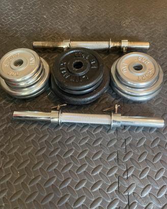 Coppia Manubri Regolabili Cromati + 18,5 kg Pesi