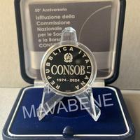 ITALIA 2024 CONSOB MONETA 5 EURO ARGENTO PROOF