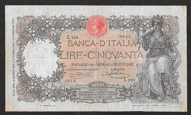 Banconota 50 lire buoi del 1919, rarissima