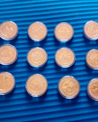 12 monete oroscopo cinese 3cm diam