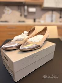 Scarpe ballerine Hogan oro e beige