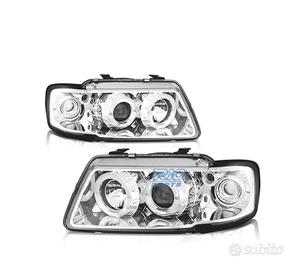 FARI PER AUDI A3 8L 96-00 ANGEL EYES FONDO CROMATO