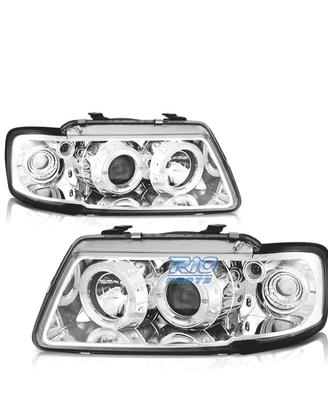 FARI PER AUDI A3 8L 96-00 ANGEL EYES FONDO CROMATO