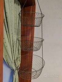 cestino pensile vintage 3 ripiani 