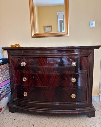 Set cassettiera e due comodini stile inglese legno