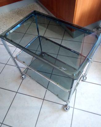 tavolino in cristallo, e acciaio - porta tv