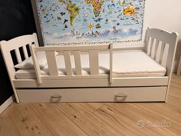 Letto singolo, sponda rimovibile e cassetto 160x75