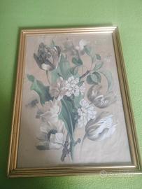 Quadro antico ricamo in seta 