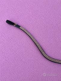 Frontalino in vero cuoio con cristalli rose gold
