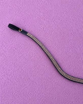 Frontalino in vero cuoio con cristalli rose gold