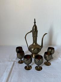 Servizio da tè vintage ottone stile orientale