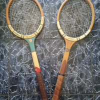 Doppia racchetta da tennis in legno vintage 60
