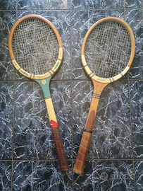 Doppia racchetta da tennis in legno vintage 60