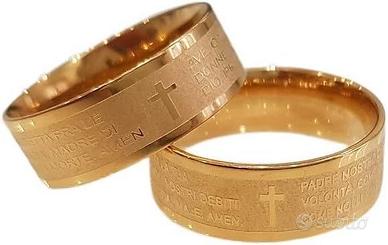 Anello Padre Nostro Ave Maria Acciaio Oro